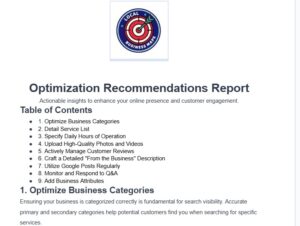 Business Profile Optimization report